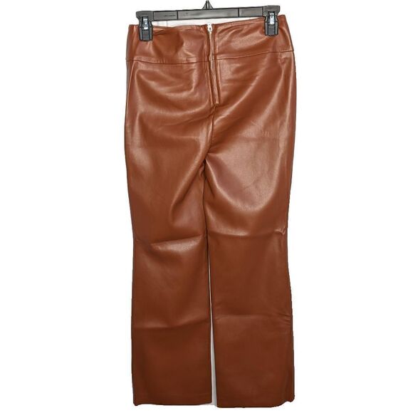 Blank NYC When It's Love Pant Flare Vegan Leather Brown Size 26 - Picture 2 of 5